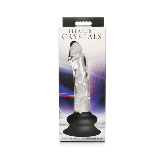 Curve Novelties Pleasure Crystals 5.6 in. Glass Dildo with Silicone Base - Clear