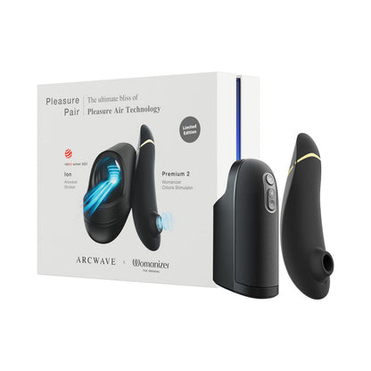 Arcwave x Womanizer Pleasure Pair - Ion + Premium 2 Clitoral Stimulator and Stroker - Black