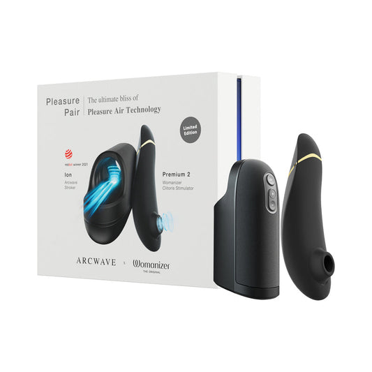 Arcwave x Womanizer Pleasure Pair - Ion + Premium 2 Clitoral Stimulator and Stroker - Black