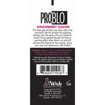 Pro Blo Oral Pleasure Gel Strawberry Flavor 10 ml – Clear Gel