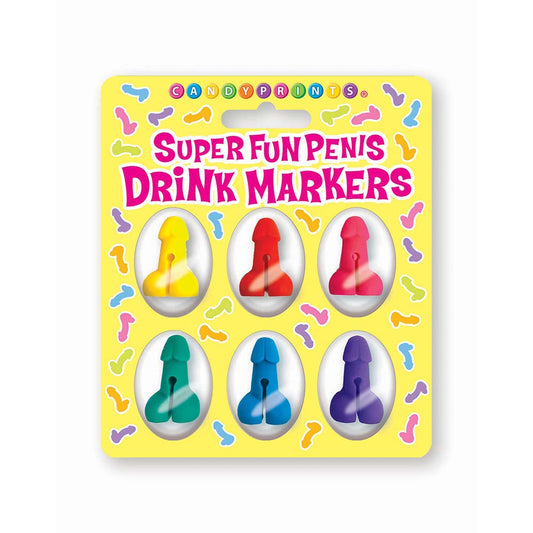 Little Genie Super Fun Penis Cocktail Markers 6-Piece Set - Assorted Colors