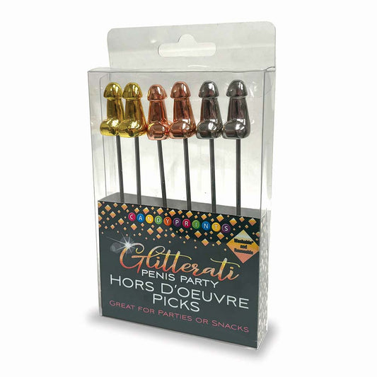 Glitterati 6-Piece Appetizer Picks Set – Metallic Colors