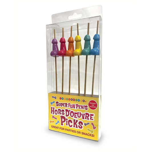 Little Genie Super Fun Penis Appetizer Picks 6-Piece Set - Assorted Colors
