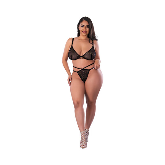 Magic Silk Glitz & Glam Bra and Thong Set - Black - Queen Size