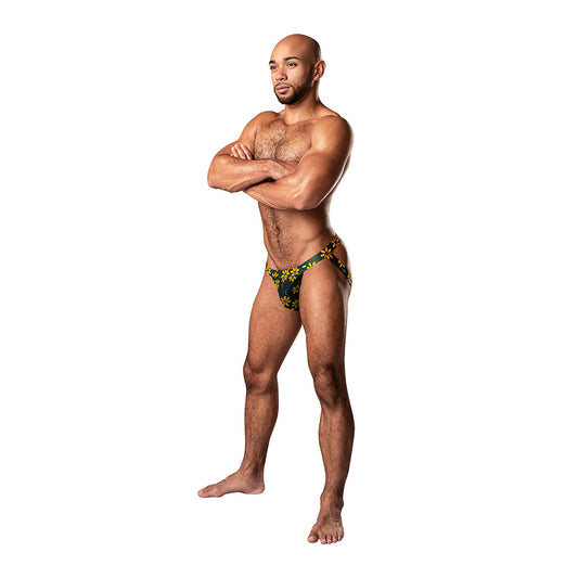Male Power Petal Power Jock – Sheer Mesh Daisy Print – Yellow