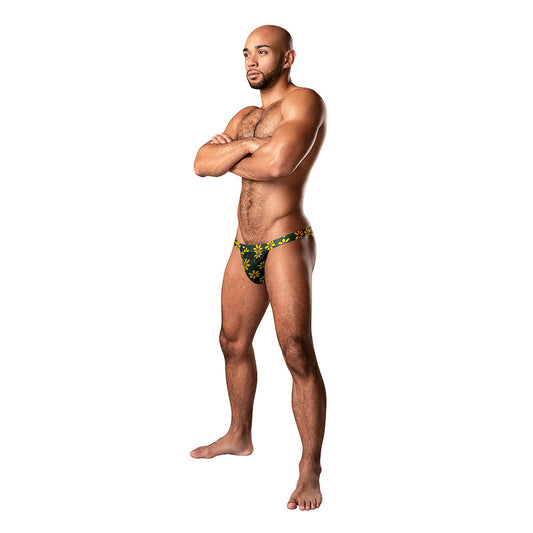 Male Power Petal Power Micro Thong with Daisy Print – Yellow