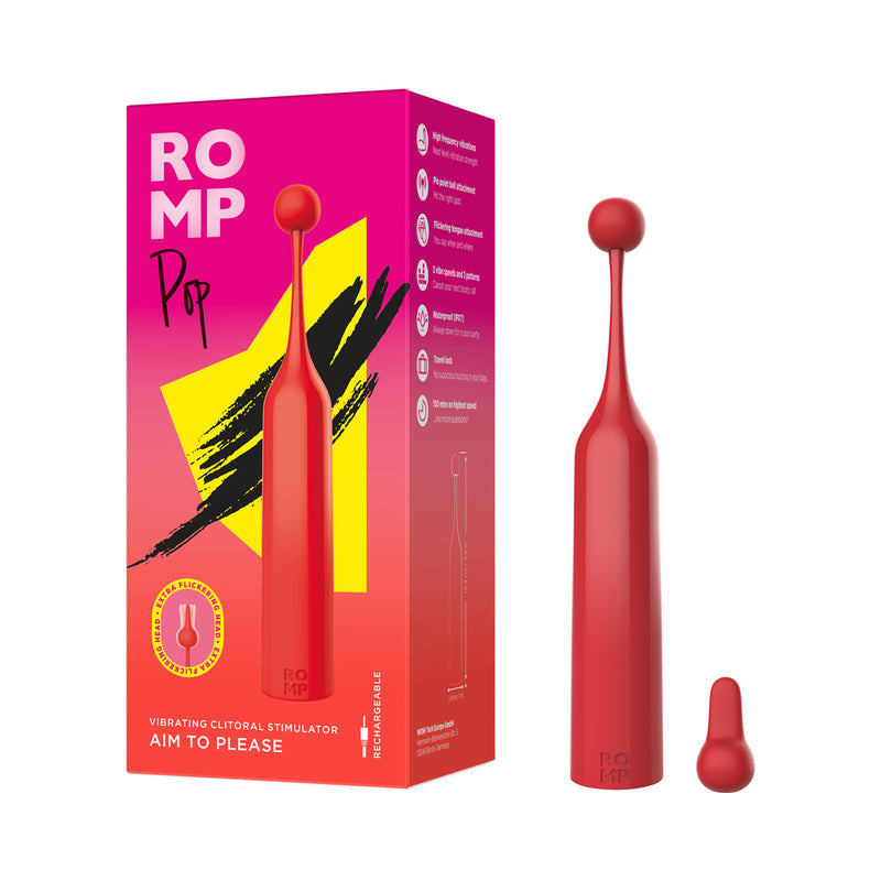 ROMP Pop Clitoral Stimulator with Interchangeable Heads – Red
