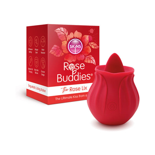 Skins Rose Buddies Rose Lix Mini Vibrator with 10 Pleasure Settings – Red
