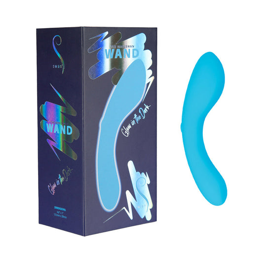 Swan Mini Swan Wand Glow-in-the-Dark Vibrator – Blue