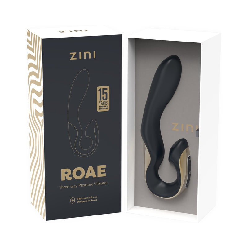 Zini Roae SE Dual Pleasure Rabbit Vibrator – Black/Gold