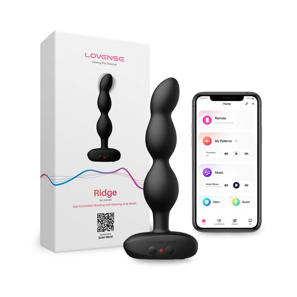 Lovense Ridge Vibrating and Rotating Anal Beads - Black