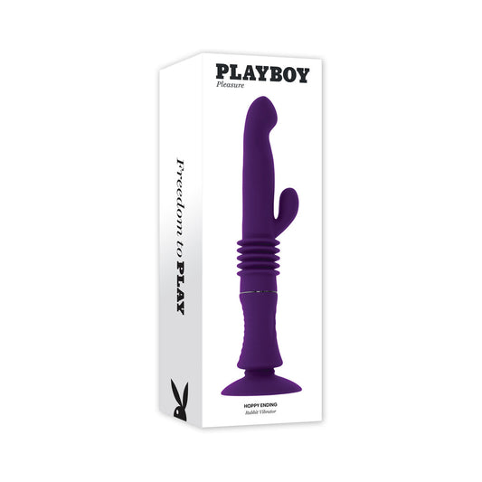 Playboy Hoppy Ending Rechargeable Silicone Thrusting Rabbit Vibrator – Purple