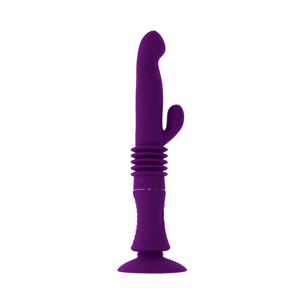 Playboy Hoppy Ending Rechargeable Silicone Thrusting Rabbit Vibrator – Purple