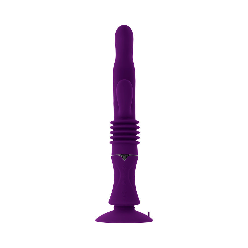 Playboy Hoppy Ending Rechargeable Silicone Thrusting Rabbit Vibrator – Purple