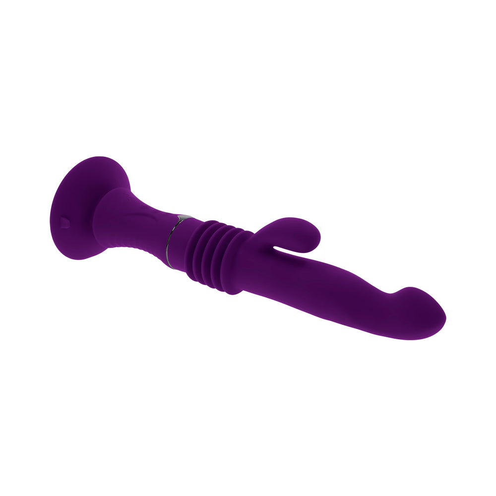 Playboy Hoppy Ending Rechargeable Silicone Thrusting Rabbit Vibrator – Purple