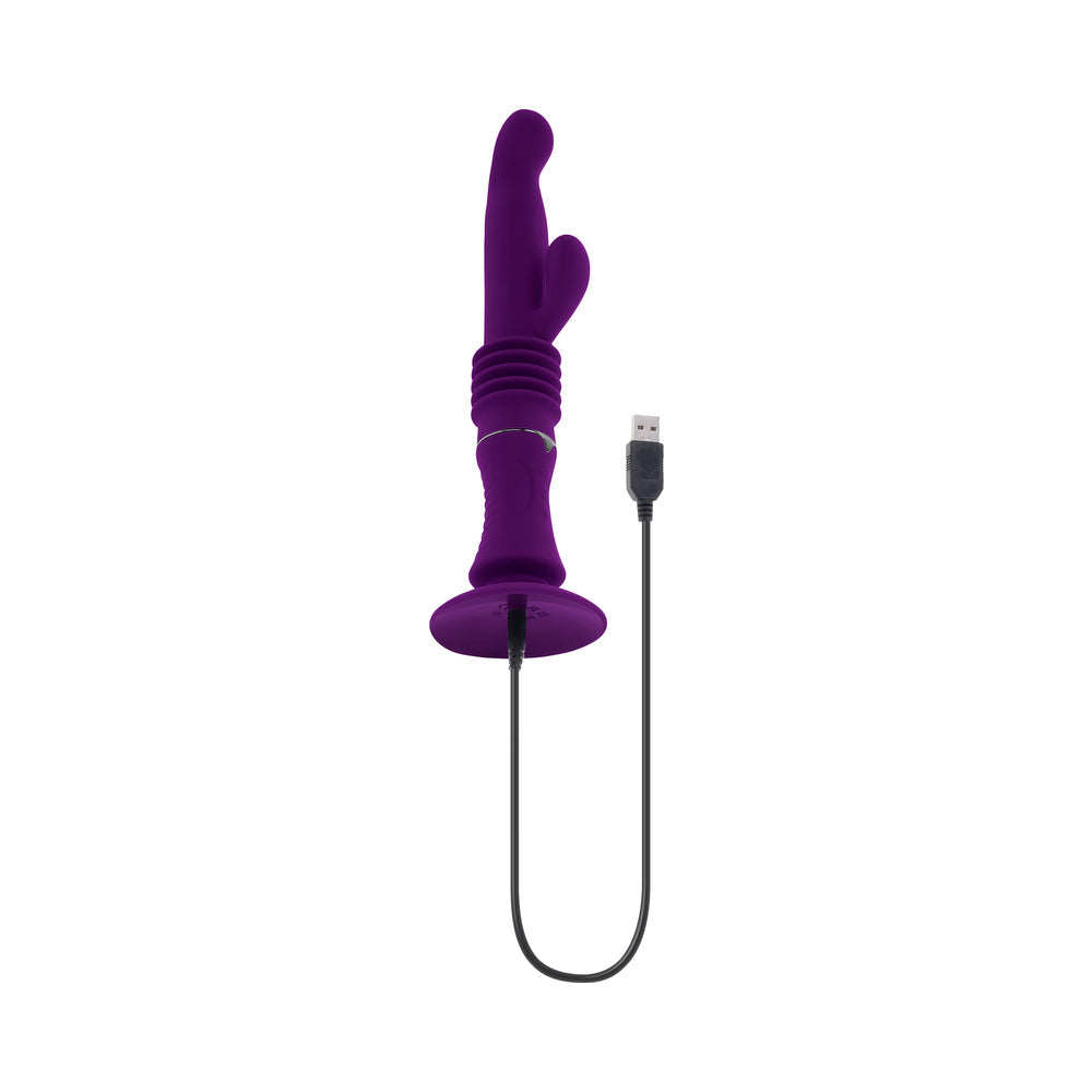 Playboy Hoppy Ending Rechargeable Silicone Thrusting Rabbit Vibrator – Purple