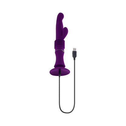 Playboy Hoppy Ending Rechargeable Silicone Thrusting Rabbit Vibrator – Purple