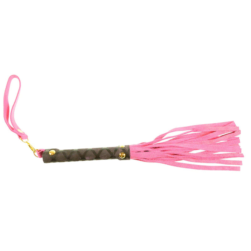 Ple'sur Mini Leather Flogger - 11 in. Suede Flogger with Pro Handle - Hot Pink