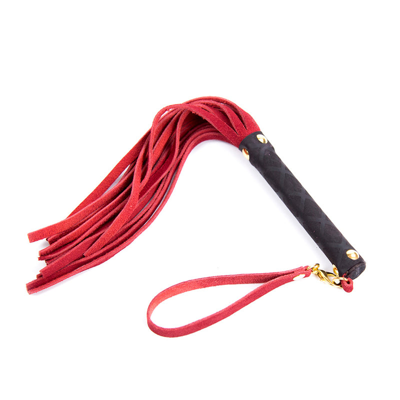 Ple'sur Mini Leather Flogger 30 Tail Whip – Red
