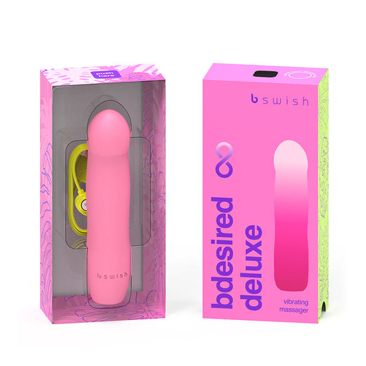 B Swish Bdesired Infinite Deluxe Massager – Flamingo Pink, USB Rechargeable, Waterproof