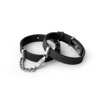 Crave ID Cuffs Black Silicone Bracelet and Handcuffs for Light Intimate Play