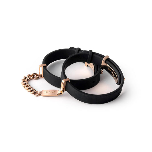 Crave ID Cuffs Silicone Bracelets for Light Intimate Play - Black/Rose Gold
