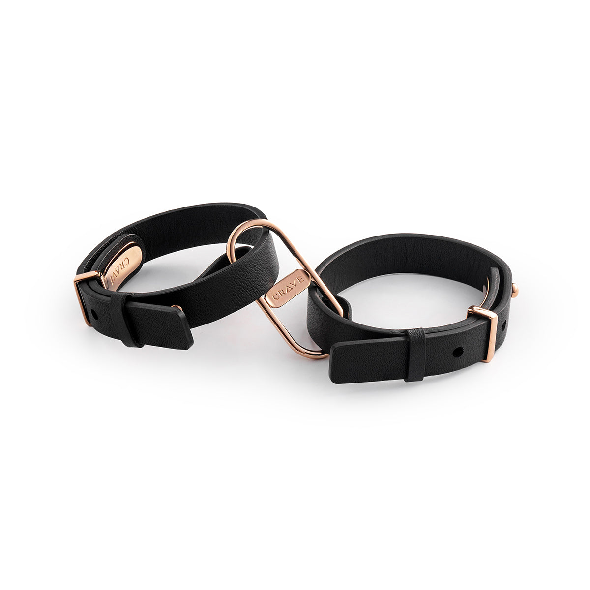 Crave ICON Cuffs Leather Handcuffs with Stainless Steel Hardware - Black