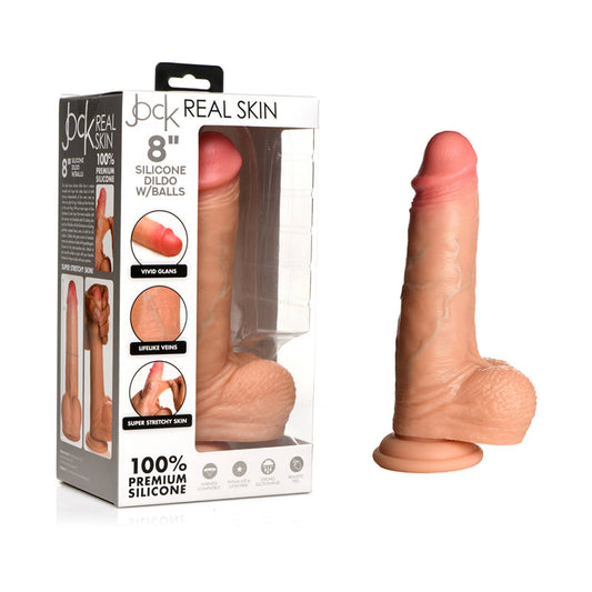 Jock Real Skin Silicone Dildo with Balls – Light Color, 8.25 in