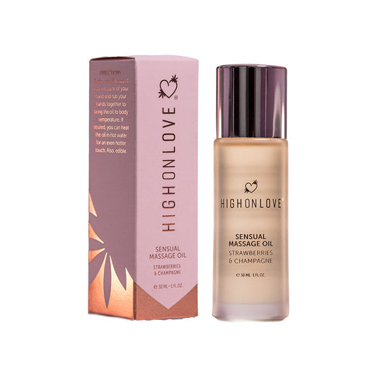 HighOnLove Mini Massage Oil Strawberries & Champagne – 1 oz.