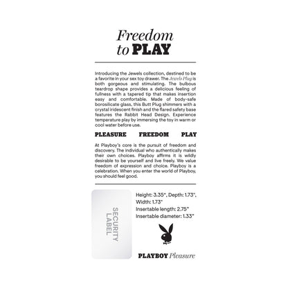 Playboy Jewels Plug – Borosilicate Glass Butt Plug – Clear