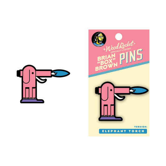Wood Rocket Pin Elephant Torch Soft Enamel Pin – Hot Pink
