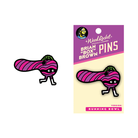 Wood Rocket Pin Running Bowl Enamel Pin – Purple
