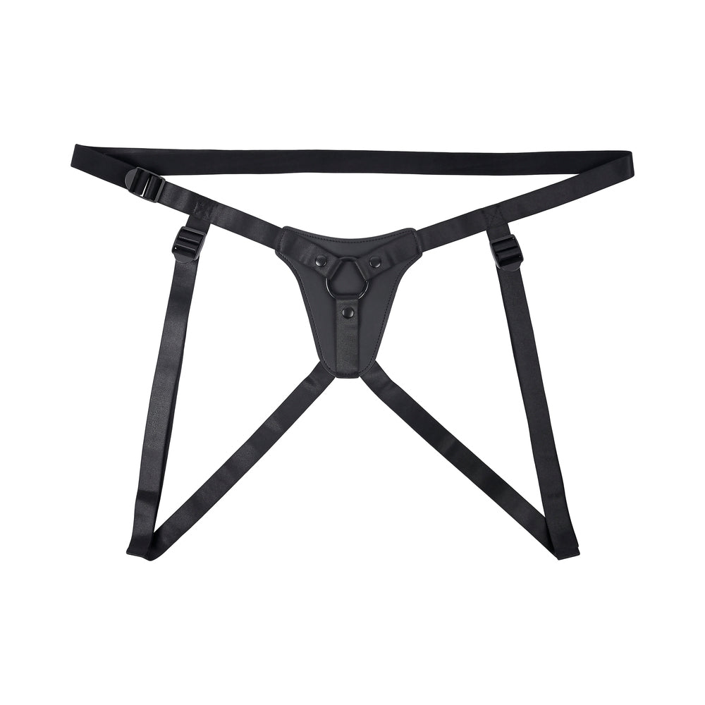 Gender X Pleasure Harness – Faux Leather Adjustable Strap-On Harness – Black