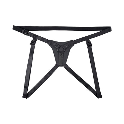 Gender X Pleasure Harness – Faux Leather Adjustable Strap-On Harness – Black