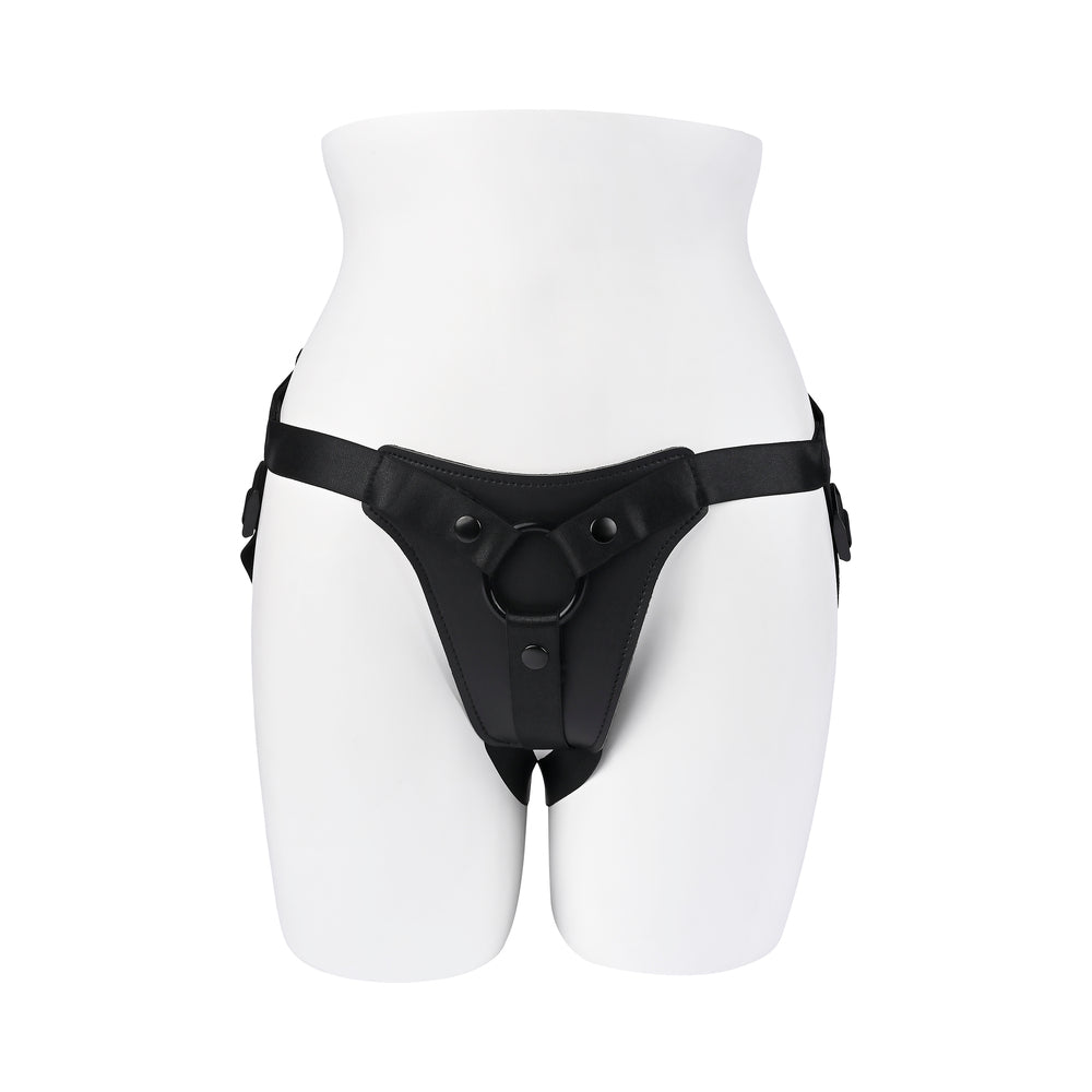 Gender X Pleasure Harness – Faux Leather Adjustable Strap-On Harness – Black