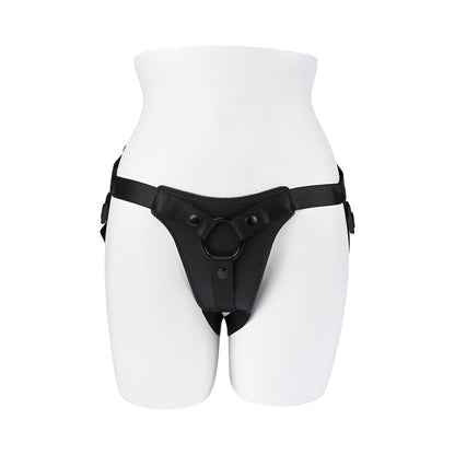 Gender X Pleasure Harness – Faux Leather Adjustable Strap-On Harness – Black