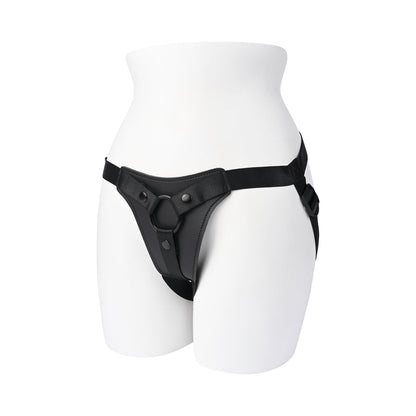 Gender X Pleasure Harness – Faux Leather Adjustable Strap-On Harness – Black