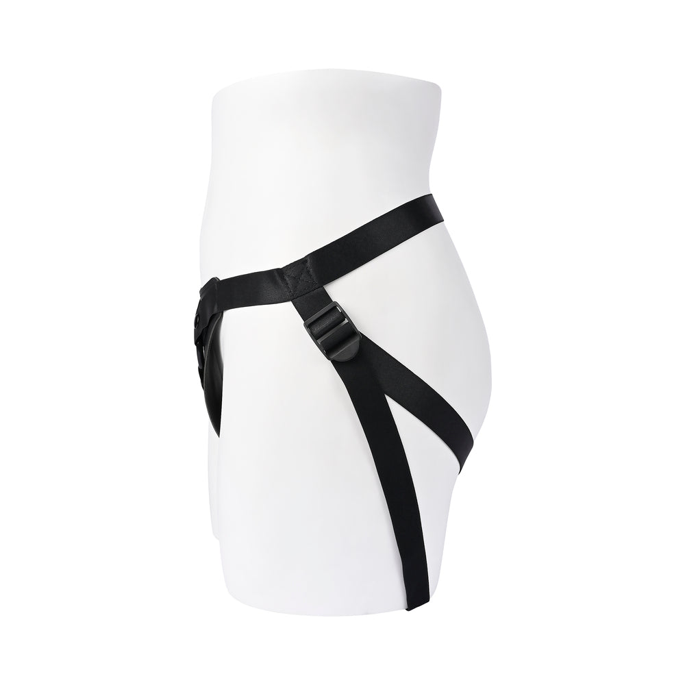Gender X Pleasure Harness – Faux Leather Adjustable Strap-On Harness – Black
