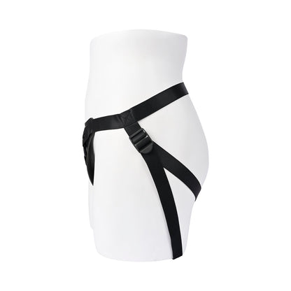 Gender X Pleasure Harness – Faux Leather Adjustable Strap-On Harness – Black