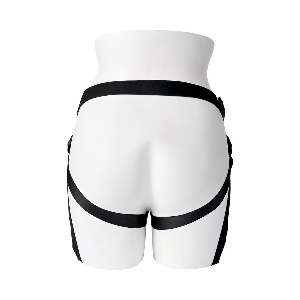 Gender X Pleasure Harness – Faux Leather Adjustable Strap-On Harness – Black