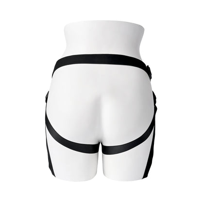 Gender X Pleasure Harness – Faux Leather Adjustable Strap-On Harness – Black
