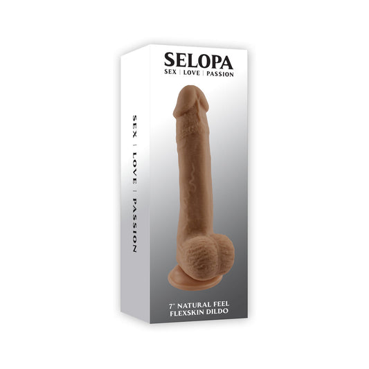 Selopa Natural Feel Flexskin Bendable Dildo with Moving Material 7 in. - Dark