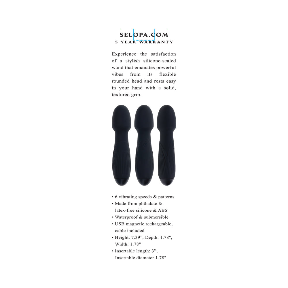 Selopa Power Trip Rechargeable Vibrating Wand – Black