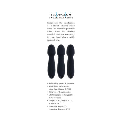 Selopa Power Trip Rechargeable Vibrating Wand – Black