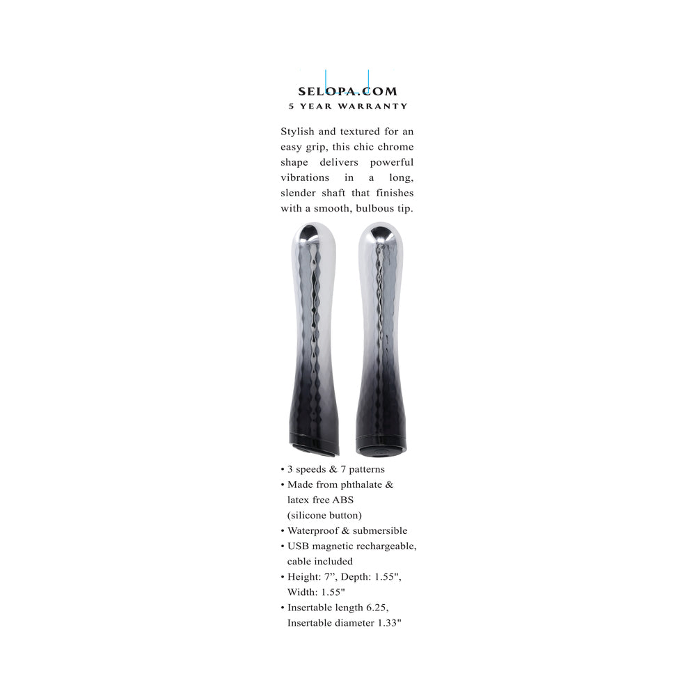 Selopa Silverado Rechargeable Vibrator – Powerful Vibrations – Silver/Black