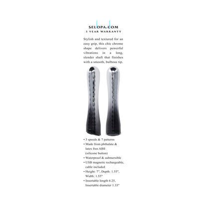 Selopa Silverado Rechargeable Vibrator – Powerful Vibrations – Silver/Black