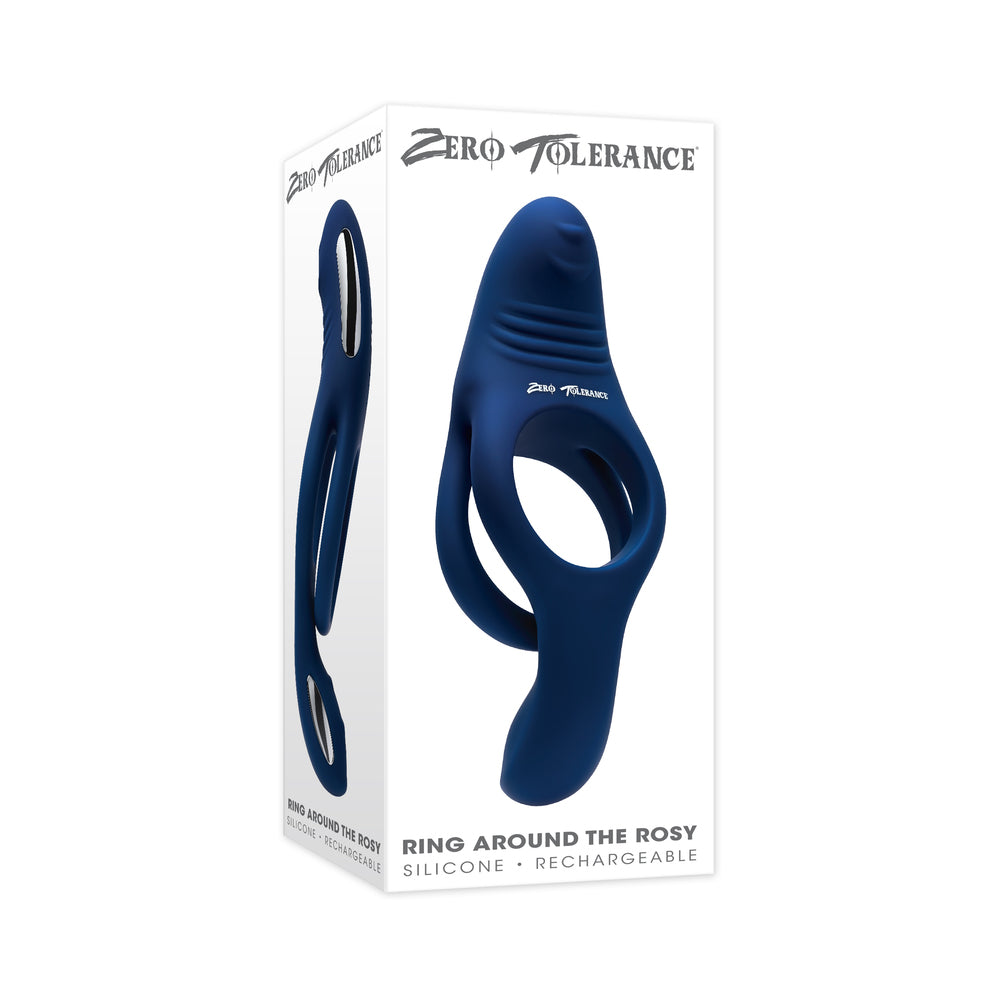 Zero Tolerance Ring Around the Rosy Rechargeable Dual C-Ring with Ball Tickler – Blue