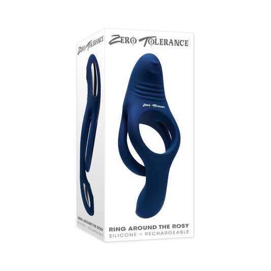 Zero Tolerance Ring Around the Rosy Rechargeable Dual C-Ring with Ball Tickler – Blue