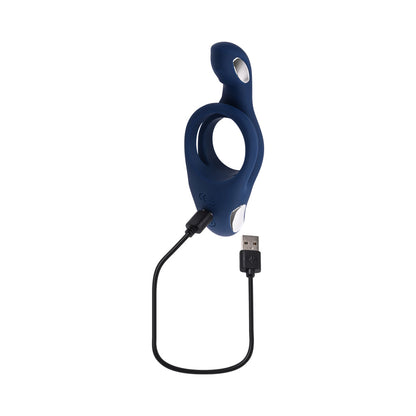 Zero Tolerance Ring Around the Rosy Rechargeable Dual C-Ring with Ball Tickler – Blue