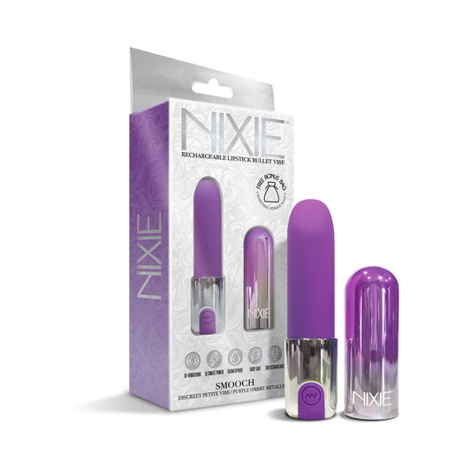 Global Novelties Nixie Smooch Rechargeable Lipstick Vibrator - Purple Ombre